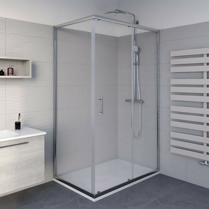 foto del prodotto box doccia angolare 80x120 cm icon fisso scorrevole con vetro trasparente