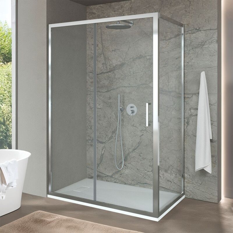 foto del prodotto box doccia angolare 80x120 cm scorrevole in cristallo trasparente ted