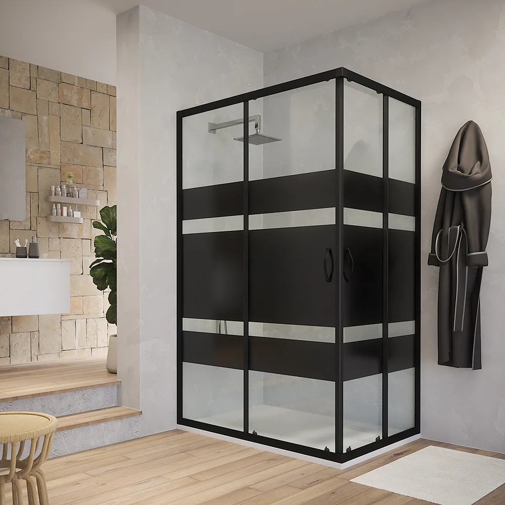 foto del prodotto box doccia angolare 80x120 cm serigrafato 4 mm profili neri willis