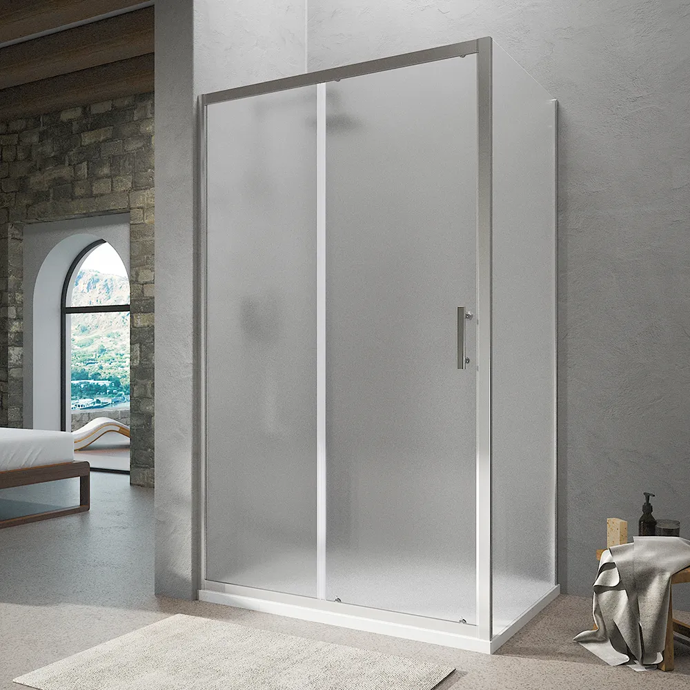 foto del prodotto box doccia angolare 80x130 cm vetro stampato, con apertura scorrevole e parete fissa h190cm tenerife