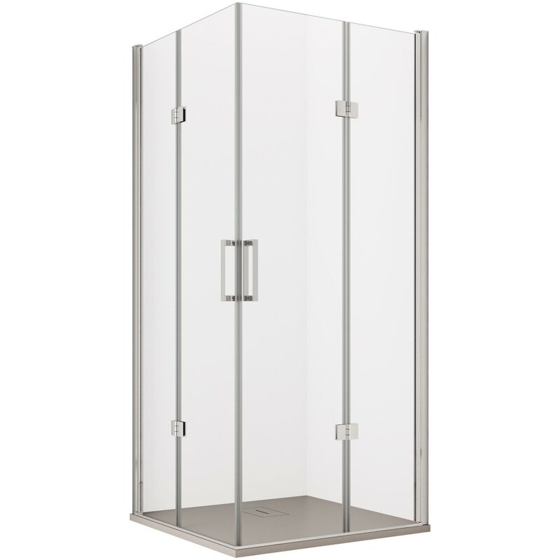 foto del prodotto box doccia angolare 80x80 cm 2 ante scorrevoli a libro in cristallo trasparente 6mm h195 bonussi lena