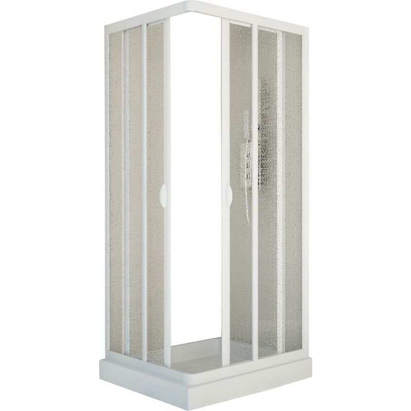 foto del prodotto box doccia angolare 80x80 cm 2 ante scorrevoli in acrilico 2,2 mm h185 cm dorini bianco