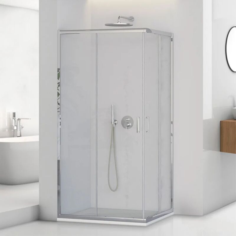 foto del prodotto box doccia angolare 80x80 cm doppio scorrevole vetro trasparente tay