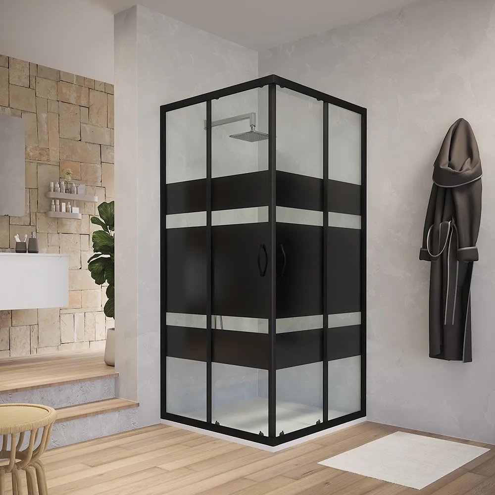 foto del prodotto box doccia angolare 80x80 cm serigrafato 4 mm profili neri willis