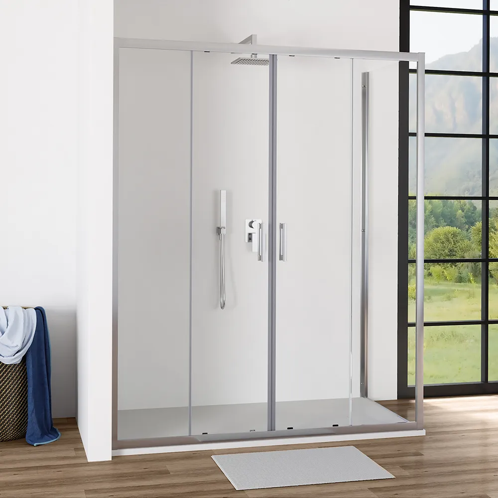 foto del prodotto box doccia angolare 90x170 cm vetro 6mm trasparente apertura 2 ante scorrevoli favignana