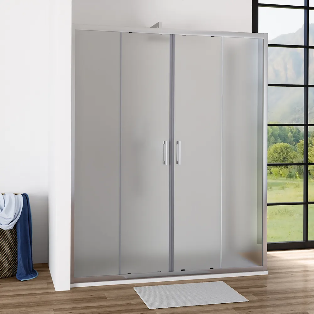 foto del prodotto box doccia angolare 90x200 cm vetro 6mm opaco apertura 2 ante scorrevoli favignana