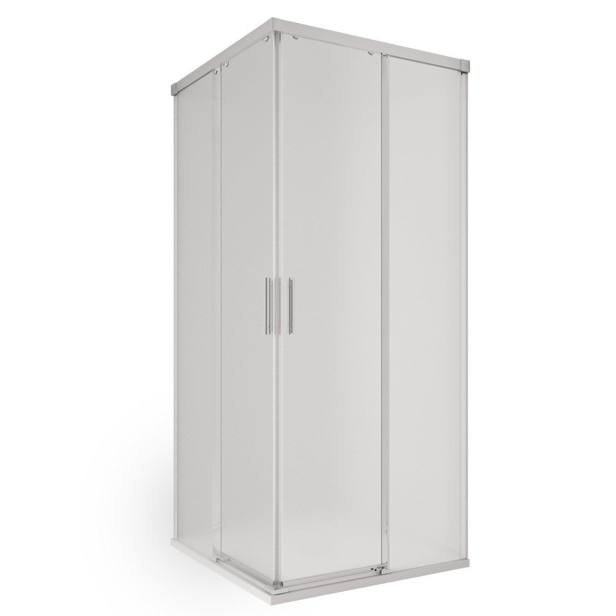 foto del prodotto box doccia angolare ante scorrevoli opaco acidato h195 6mm unico, misura 90x90