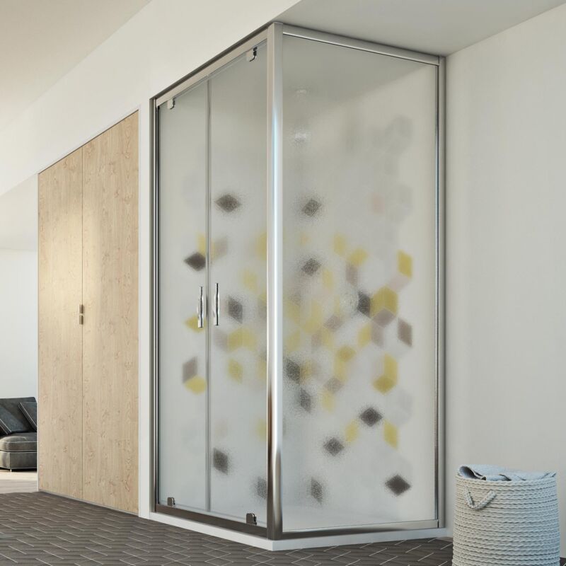 foto del prodotto box doccia angolare battente vetro stampato h 198 mod. cristal duo 2 ante 90x120 ap. 120 cm rettangolare
