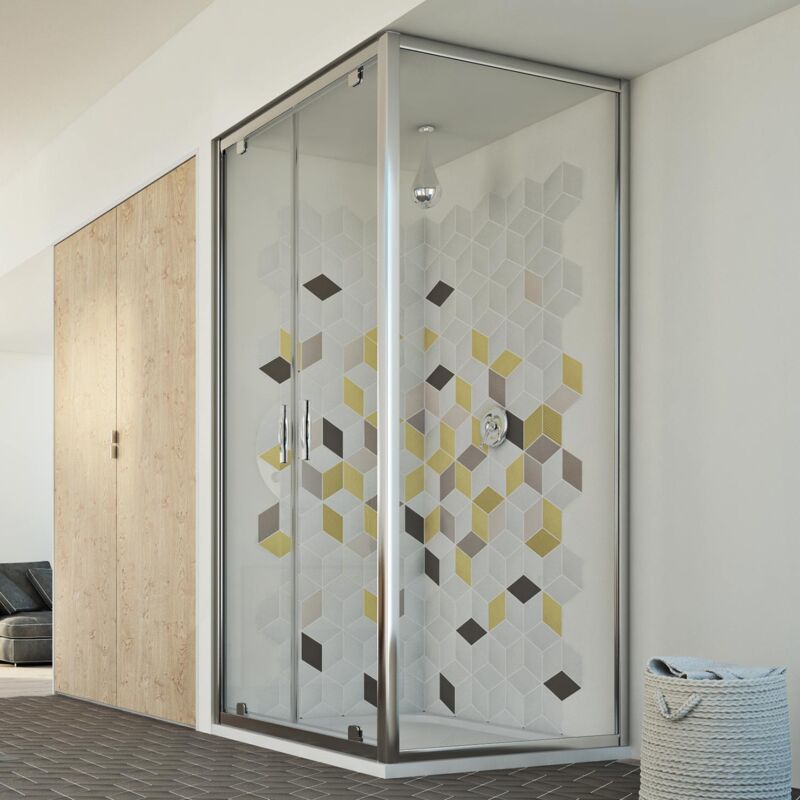 foto del prodotto box doccia angolare battente vetro trasparente h 198 mod. cristal duo 2 ante 80x100 ap. 100 cm rettangolare