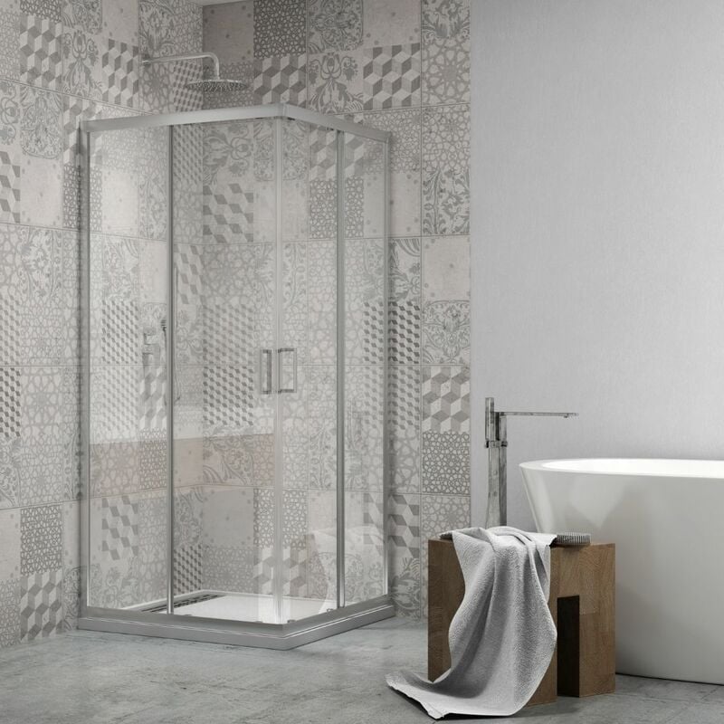 foto del prodotto box doccia angolare con ante scorrevoli profilo cromato 4 millimetri trasparente misure 80x120x190h cm regolabile - confezione 1 - ogomondo