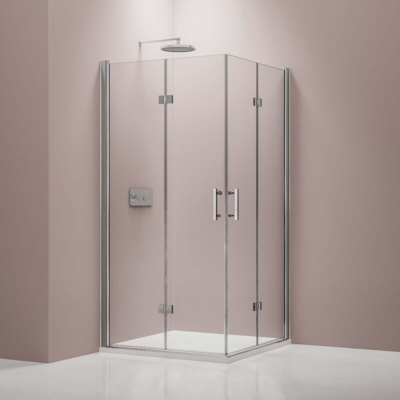 foto del prodotto box doccia angolare con porta a soffietto ex213 90 x 90 cm 8mm senza piatto doccia