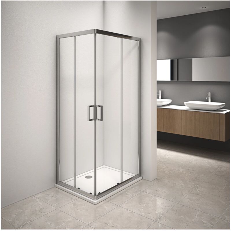 foto del prodotto box doccia angolare con vetro trasparente, 70x90x185 cm