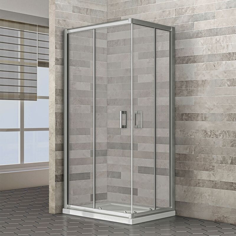 foto del prodotto box doccia angolare cromato h185cm con vetro trasparente ego 2.0 feridras 70x70