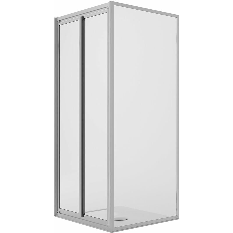 foto del prodotto box doccia angolare fisso saloon 2 ante battente vetro trasparente h 198 mod. west 70x90 cm ap. 70