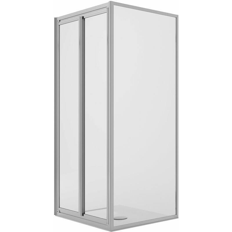 foto del prodotto box doccia angolare fisso saloon 2 ante battente vetro trasparente h 198 mod. west 80x100 cm ap. 100