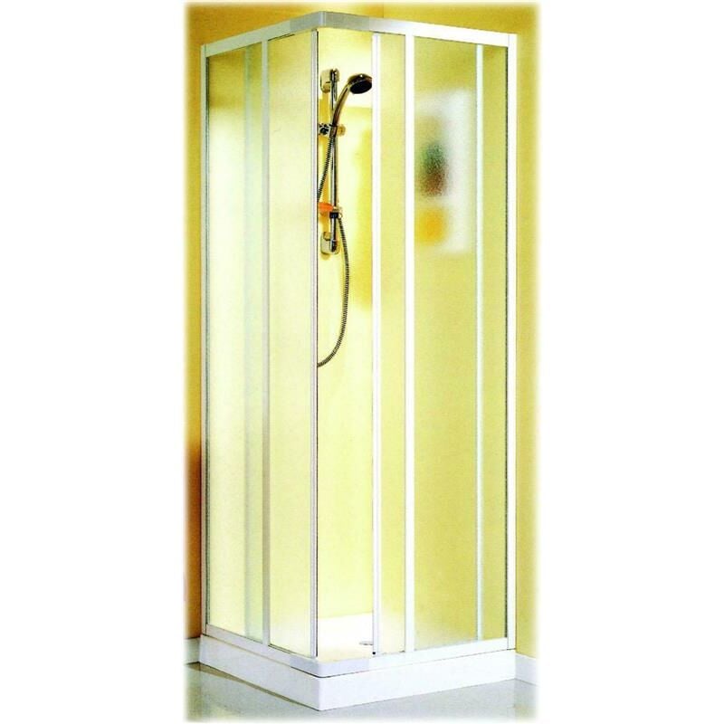 foto del prodotto box doccia angolare in alluminio e pvc con apertura scorrevole regolabile