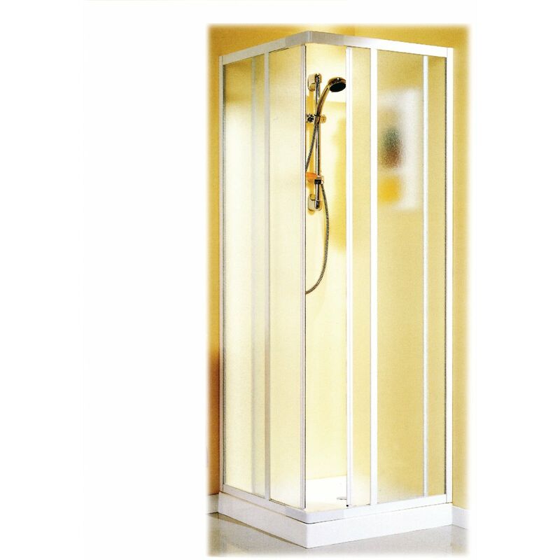 foto del prodotto box doccia angolare in alluminio e pvc con apertura scorrevole regolabile