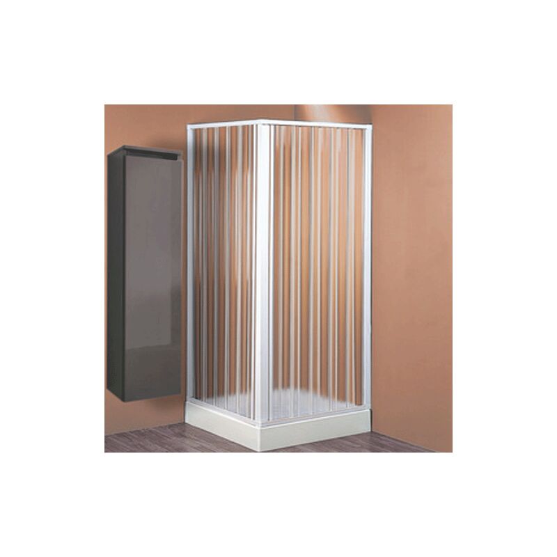 foto del prodotto box doccia angolare in pvc stabilizzato bianco. cabina