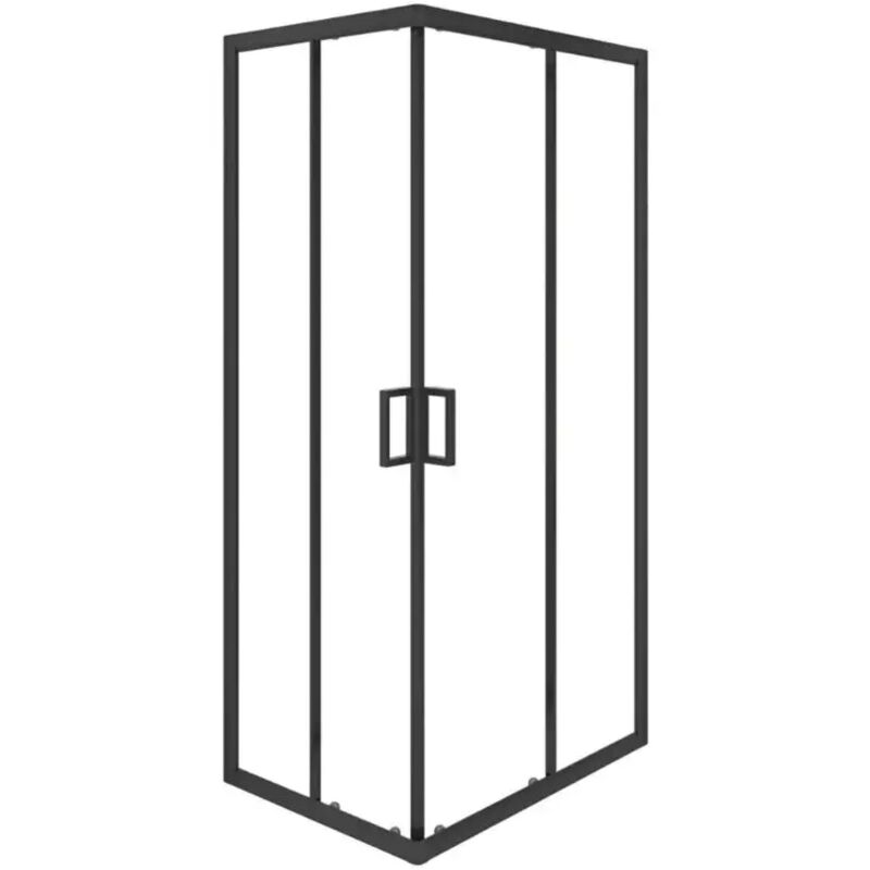 foto del prodotto box doccia angolare nero con vetro trasparente 70x90x185 cm