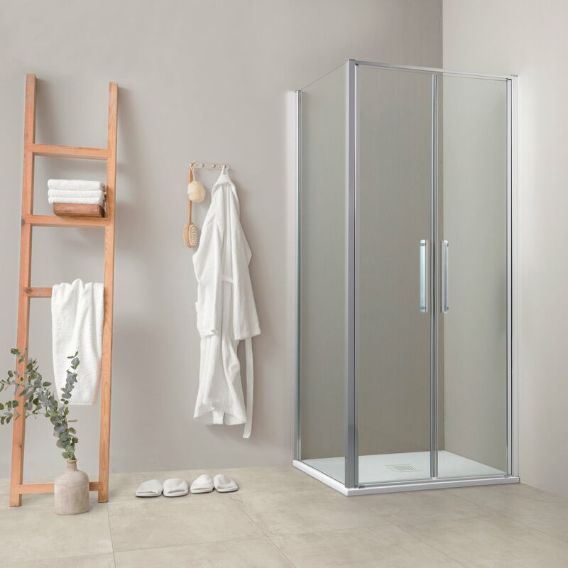 foto del prodotto box doccia angolare oslo 100x90 cm porta saloon altezza 200 cm cristallo 6 mm