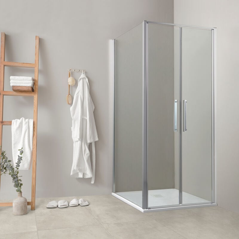 foto del prodotto box doccia angolare oslo 70x90 cm porta saloon altezza 200 cm cristallo 6 mm