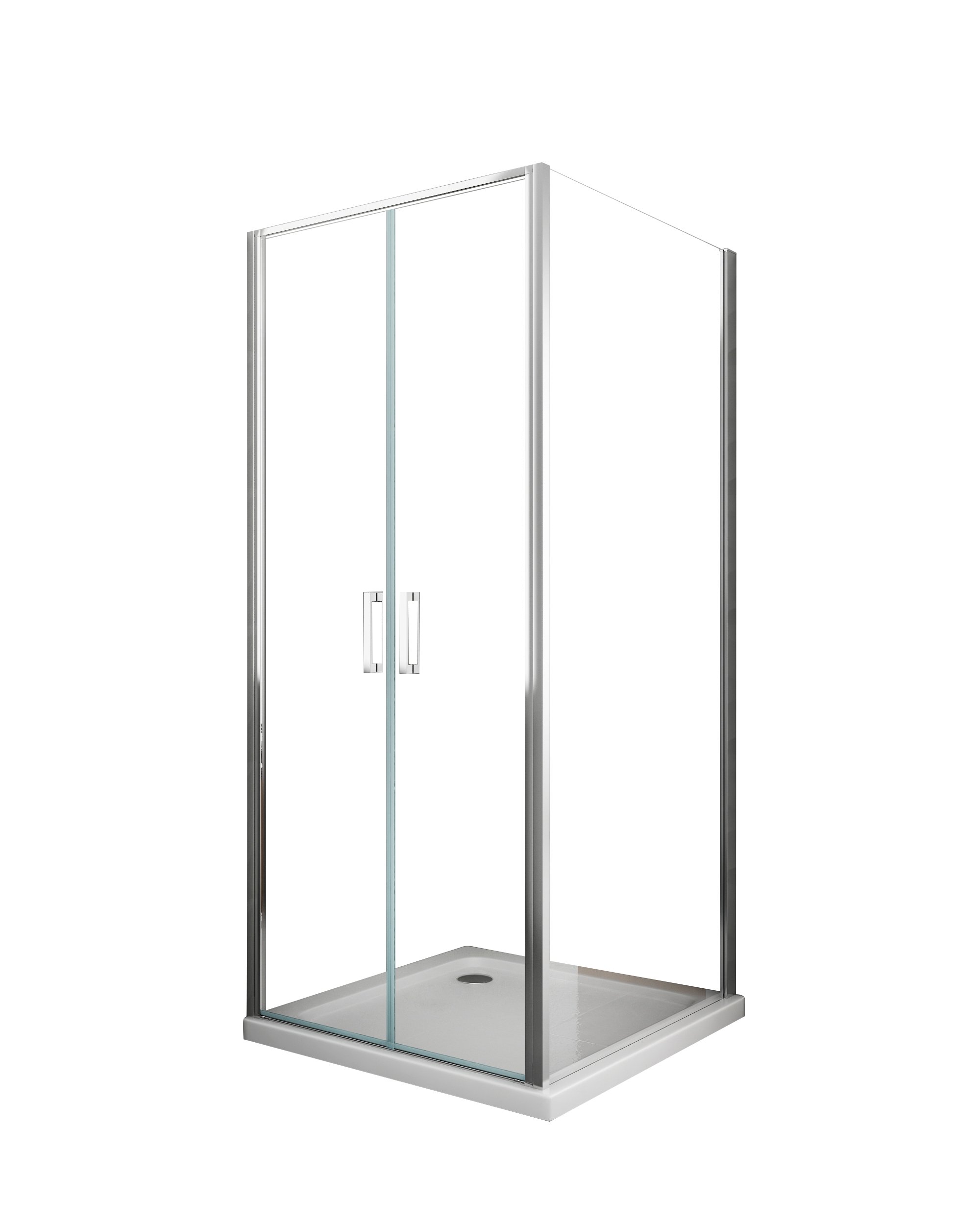 foto del prodotto box doccia angolare parete fissa e porta battente tipo saloon vetro 6 mm reversibile misura 72,5 75 anta fissa porte 72 75