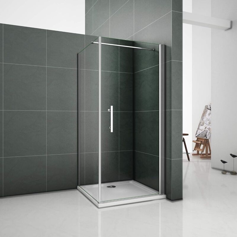 foto del prodotto box doccia angolare porta 80cm parete fissa 90cm alto 195cm, piatto doccia 80x90cm, barra stabilizzatrice 140cm tagliabile