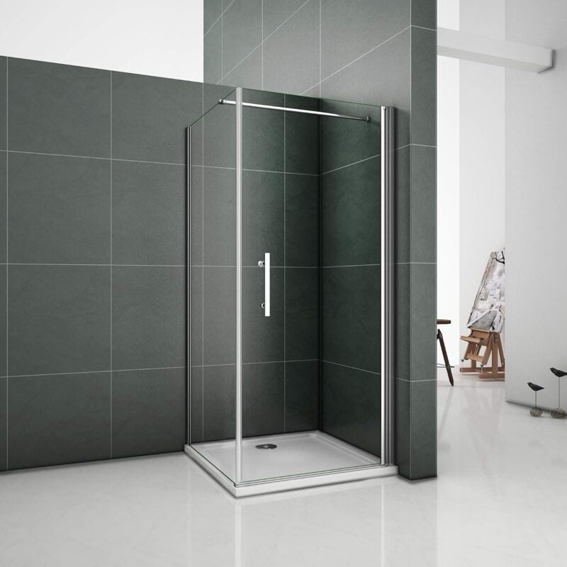 foto del prodotto box doccia angolare porta 90cm parete fissa 90cm alto 195cm, piatto doccia 90x90cm, barra stabilizzatrice 140cm tagliabile