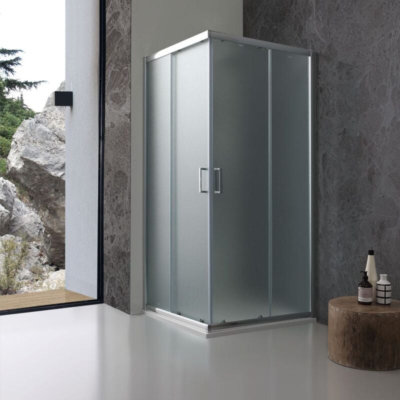 foto del prodotto box doccia angolare quadrato giada 90x90 cristallo opaco