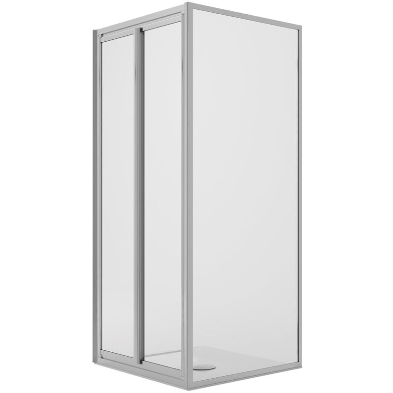 foto del prodotto box doccia angolare saloon 2 ante battente vetro trasparente h 185 mod. clint 90x100 cm ap. 100