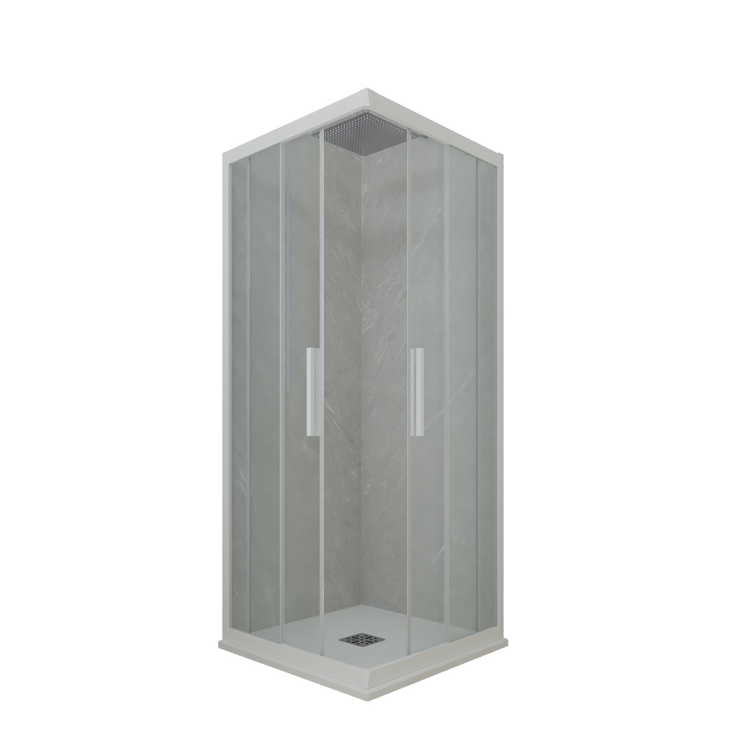 immagine 0 del prodotto box doccia angolare scorrevole 110x110 cm h 200 vetro trasparente profilo bianco matt mod. kolors