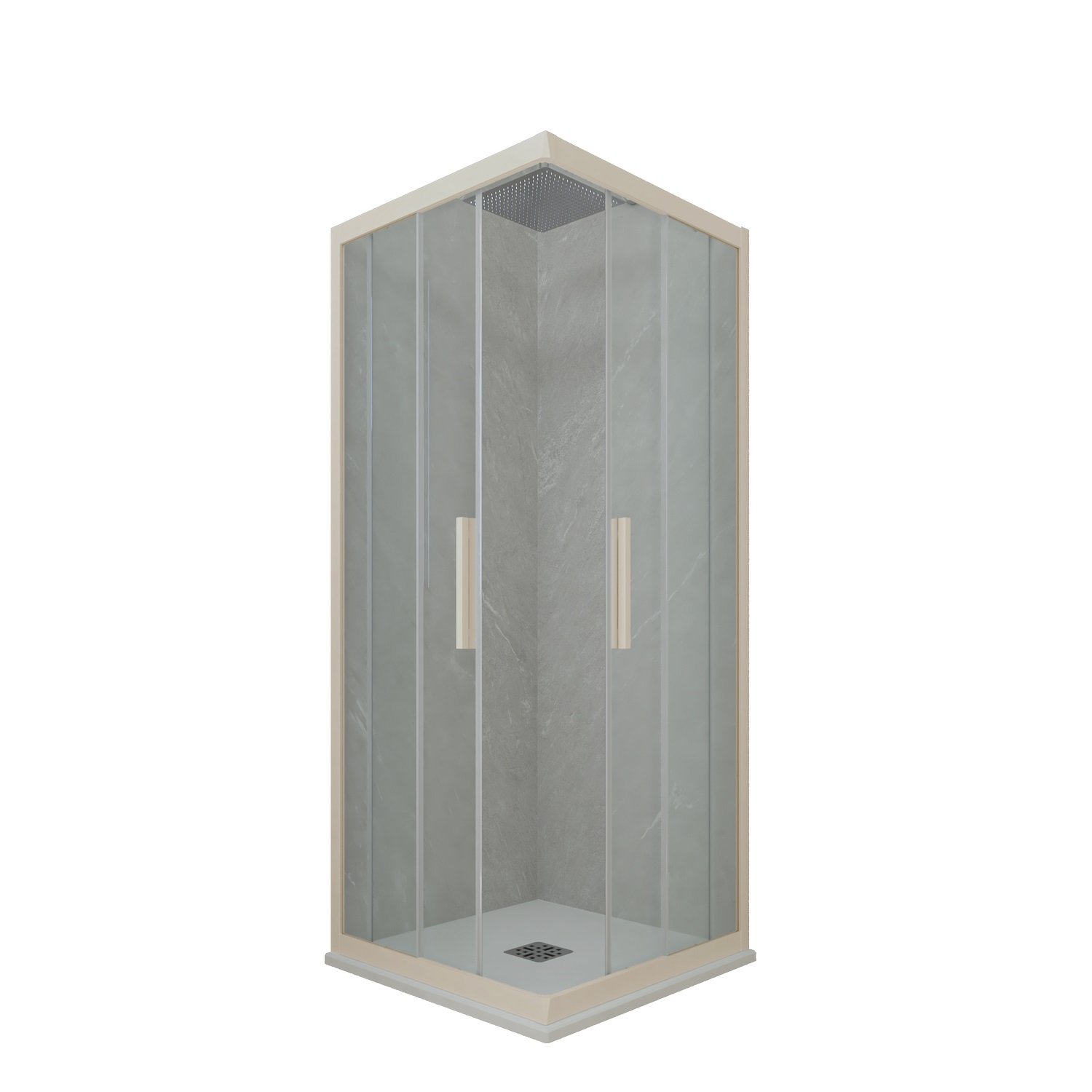 foto del prodotto box doccia angolare scorrevole 70x100 cm h 200 vetro trasparente profilo champagne mod. kolors
