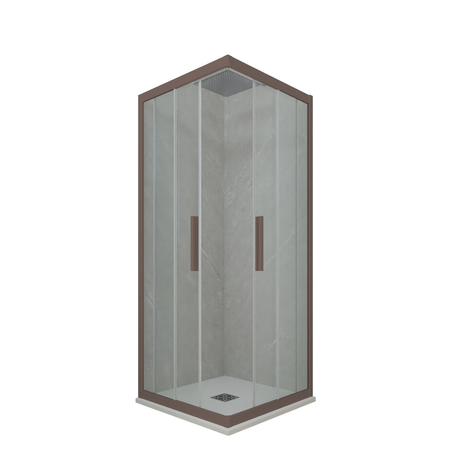 foto del prodotto box doccia angolare scorrevole 70x100 cm h 200 vetro trasparente profilo chocolate mod. kolors