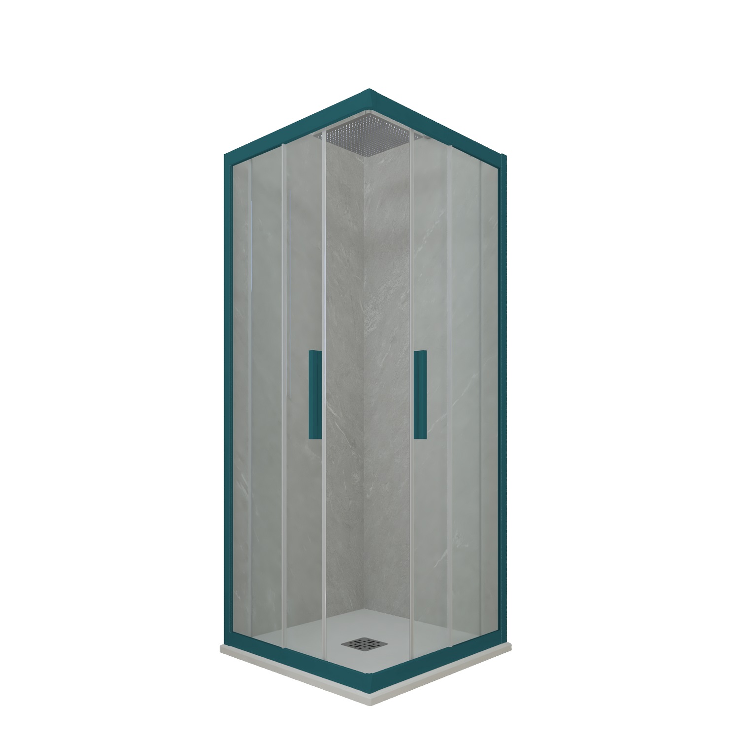 foto del prodotto box doccia angolare scorrevole 70x100 cm h 200 vetro trasparente profilo verde night watch mod. kolors
