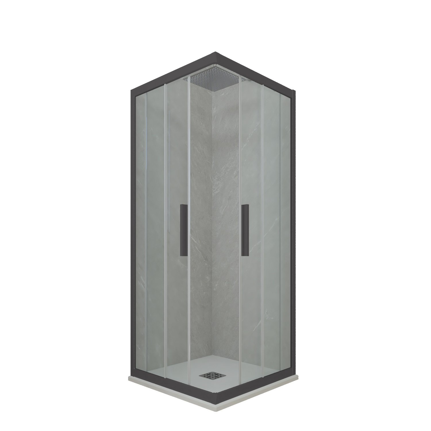 foto del prodotto box doccia angolare scorrevole 70x90 cm h 200 vetro trasparente profilo antracite mod. kolors