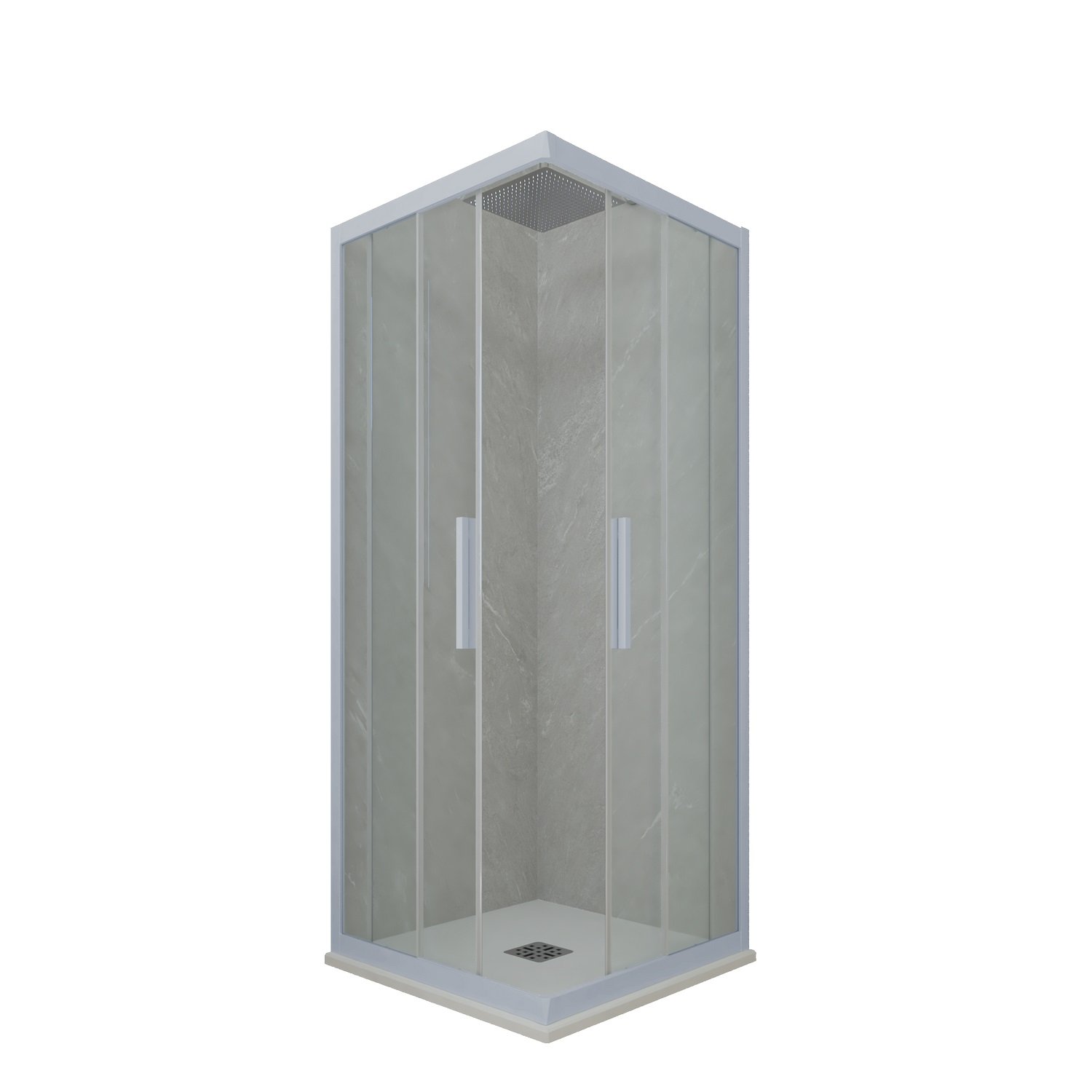 foto del prodotto box doccia angolare scorrevole 75x110 cm h 200 vetro trasparente profilo blu vintage mod. kolors