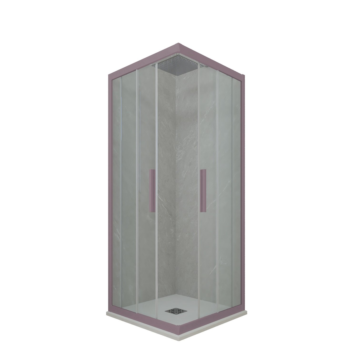 foto del prodotto box doccia angolare scorrevole 75x110 cm h 200 vetro trasparente profilo lavanda mod. kolors