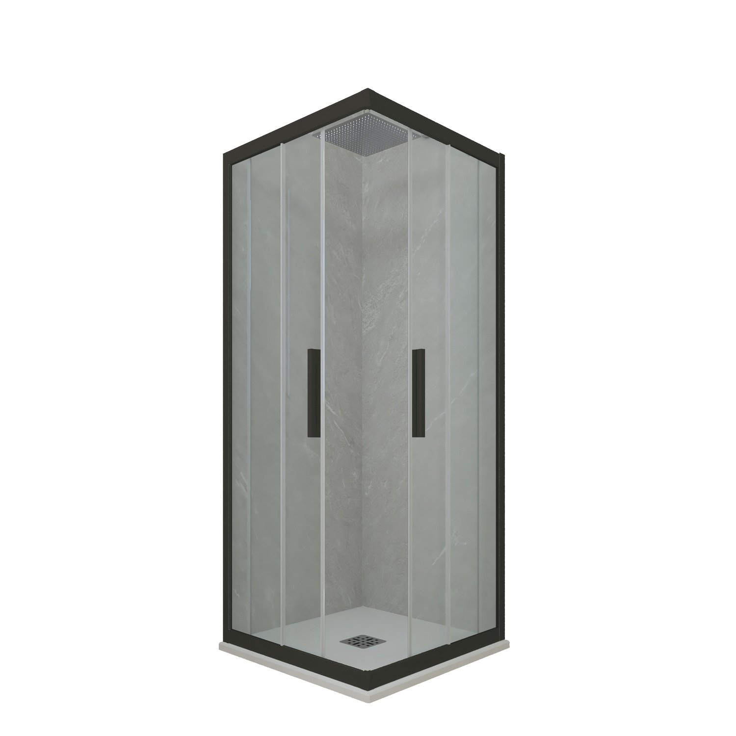 foto del prodotto box doccia angolare scorrevole 75x110 cm h 200 vetro trasparente profilo nero matt mod. kolors