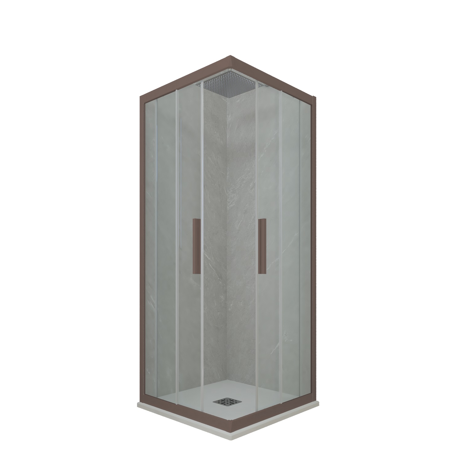foto del prodotto box doccia angolare scorrevole 80x80 cm h 200 vetro trasparente profilo chocolate mod. kolors
