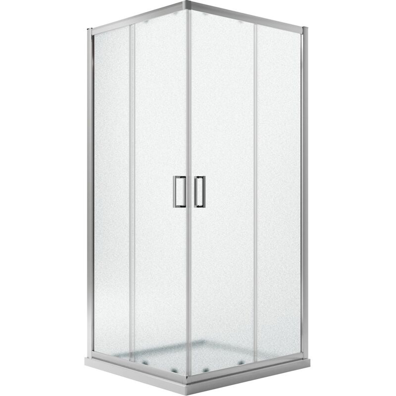 foto del prodotto box doccia angolare scorrevole vetro stampato h 185 mod. ready 75x75 cm quadrato