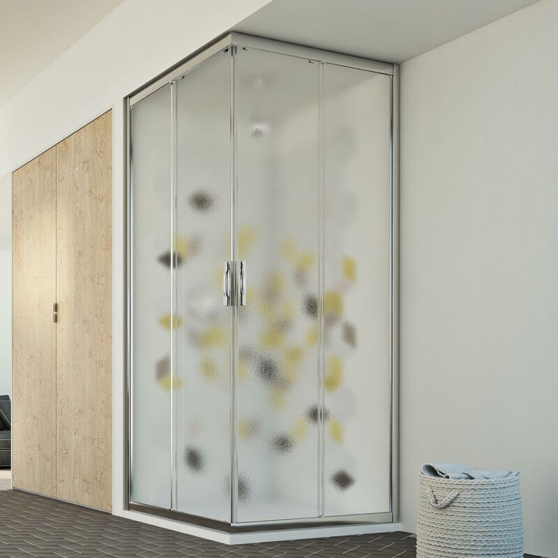 foto del prodotto box doccia angolare scorrevole vetro stampato h 198 mod. evolution 72x80 cm rettangolare