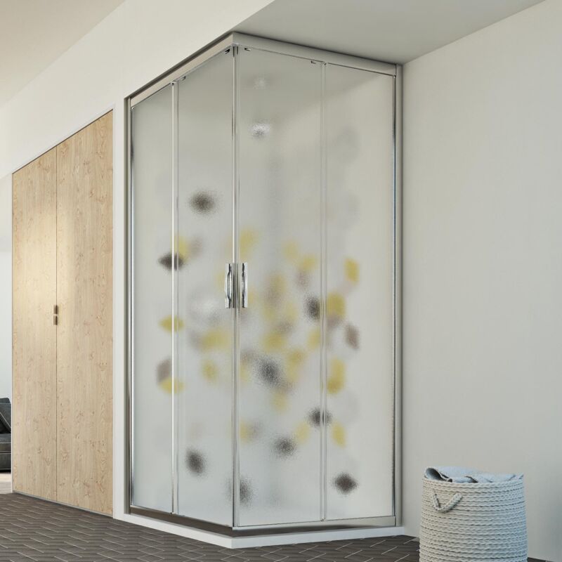 foto del prodotto box doccia angolare scorrevole vetro stampato h 198 mod. evolution 72x90 cm rettangolare