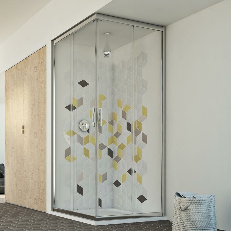 foto del prodotto box doccia angolare scorrevole vetro trasparente h 198 mod. evolution 70x100 cm rettangolare