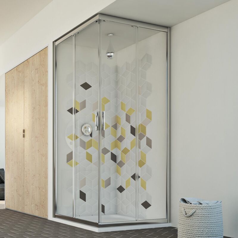 foto del prodotto box doccia angolare scorrevole vetro trasparente h 198 mod. evolution 70x120 cm rettangolare