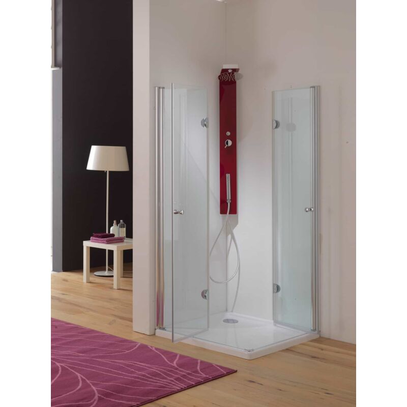 foto del prodotto box doccia angolare varie misure ante a libro 80x80 cm argento satin