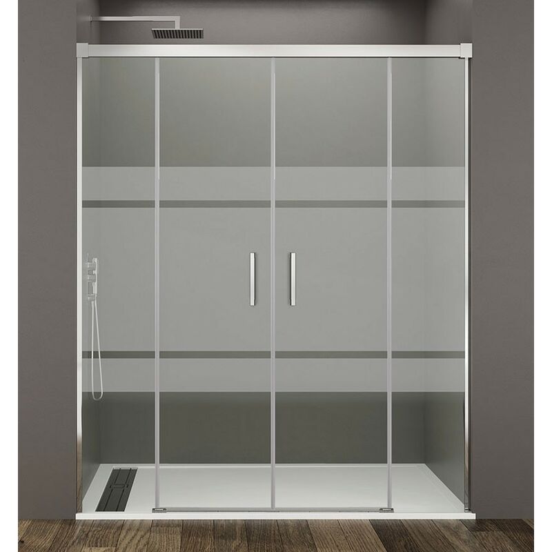 foto del prodotto box doccia basic spazio 2 fissi 2 scorrevoli, finiture frost estensione 132 142 cm
