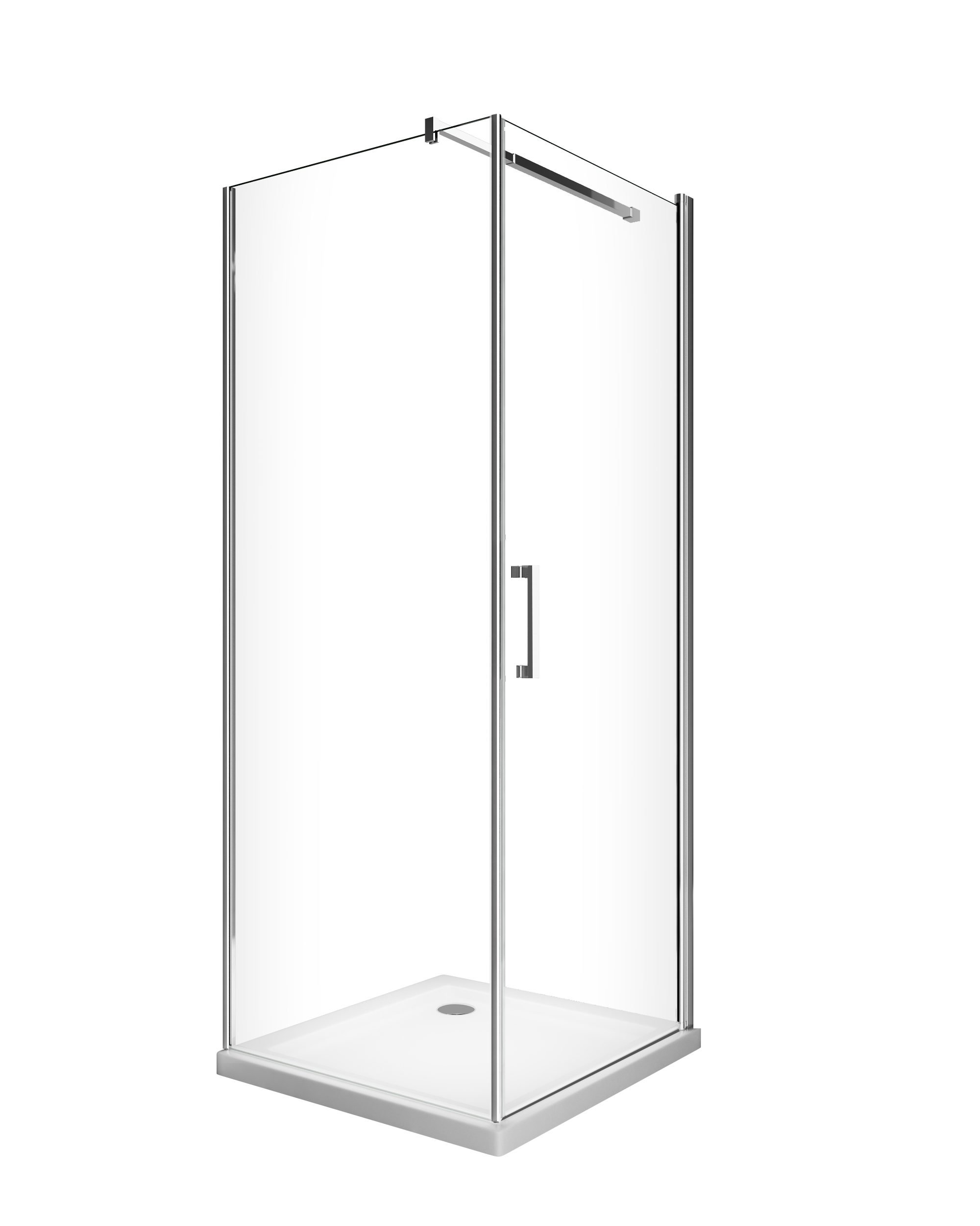foto del prodotto box doccia battente e parete fissa laterale vetro temperato 8 mm easy clean reversibile porta 77 79 fissa 118,5 120,5