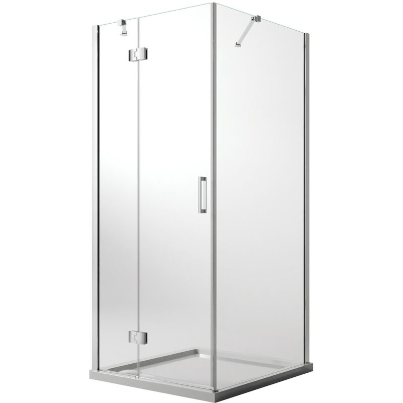 foto del prodotto box doccia battente vetro trasparente con easyclean h 190 mod. flip anta fisso 80x75 cm