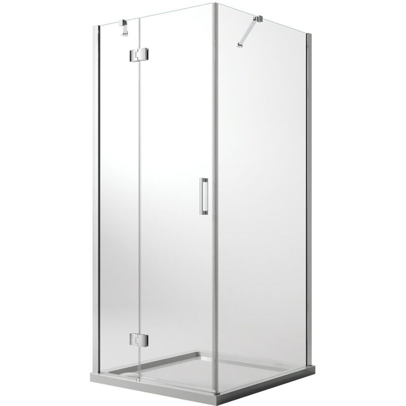 foto del prodotto box doccia battente vetro trasparente con easyclean h 190 mod. flip anta fisso 90x70 cm