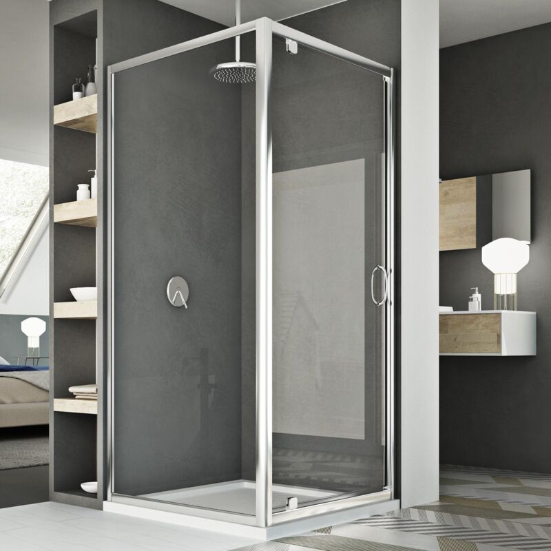 immagine 0 del prodotto box doccia battente vetro trasparente h 185 mod. sintesi duo 1 anta 80x90 ap. 90 cm rettangolare